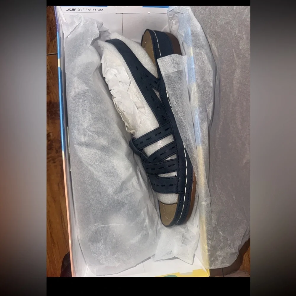 Easy Street Adjustable Strap Sandals Kehlani Navy Size 8